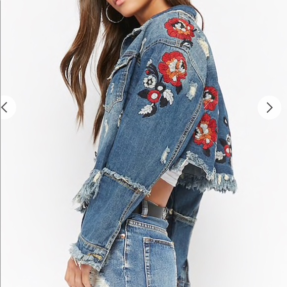 Forever 21 Jackets & Blazers - Forever 21 Floral Embroidered Hi-Lo Jacket
